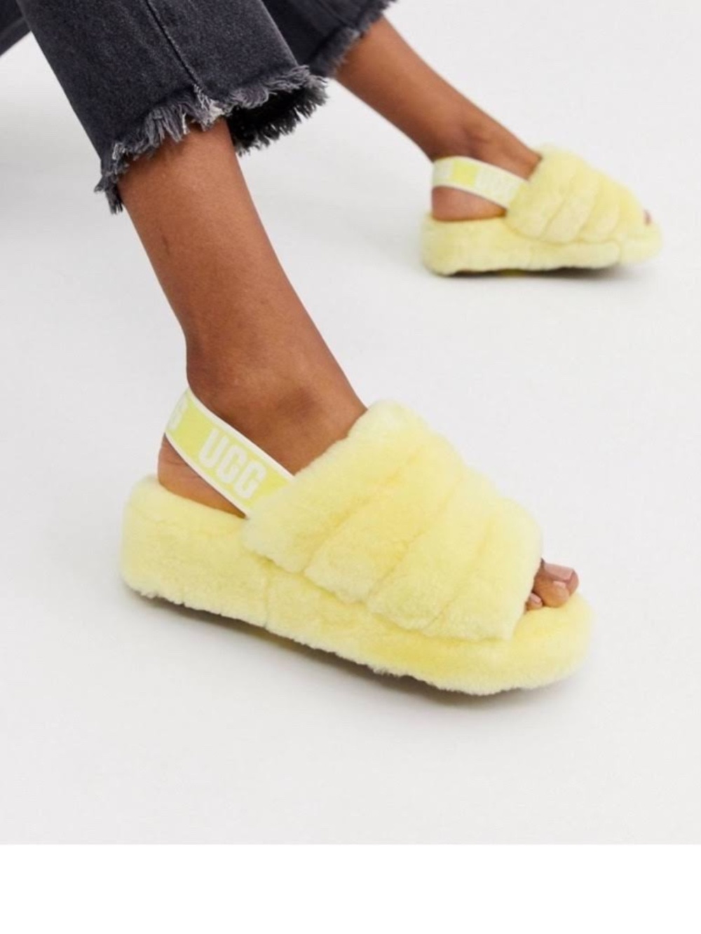 UGG Women's Oh Yeah Yellow Sheepskin Slingback Slides